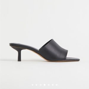 Black Kitten Heel Sandals Mules